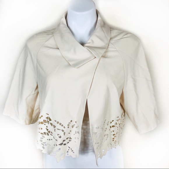 Bcbg Maxazria Spring Cropped Jacket Women's Size Small Cream - Picture 3 of 9
